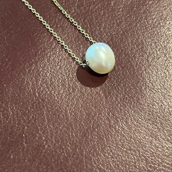 Classic White Pearl Pendant On 14k Gold Plated Over 925 Silver Chain 16 To 18” - Picture 4 of 4